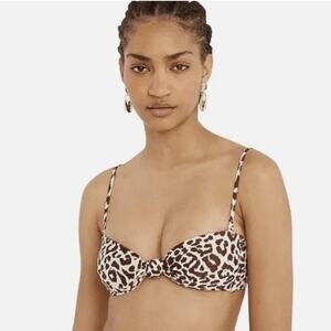 J Crew Knot Bandeau Bikini Swim Top Leopard Print Size 3X BF095 NWT